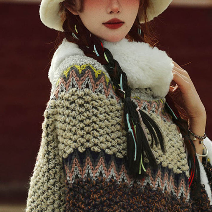 Buddha Stones Tibetischer mehrfarbig gestreifter Schal für den Winter, gemütlicher Reiseschal - image 4