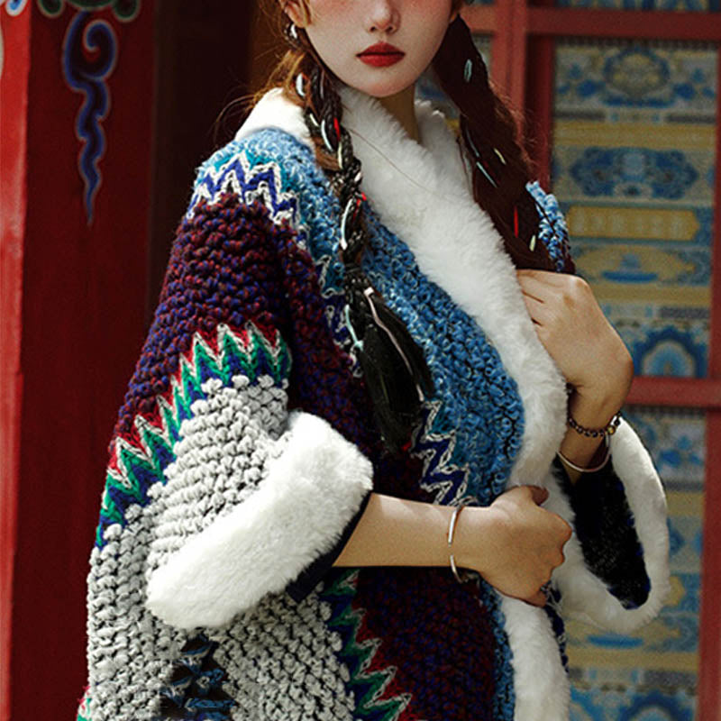 Buddha Stones Tibetischer mehrfarbig gestreifter Schal für den Winter, gemütlicher Reiseschal - image 36