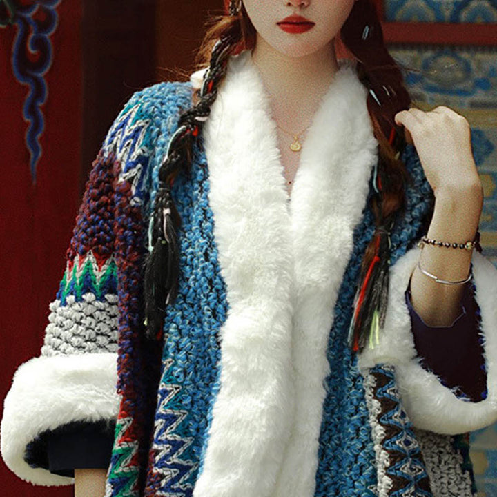 Buddha Stones Tibetischer mehrfarbig gestreifter Schal für den Winter, gemütlicher Reiseschal - image 35