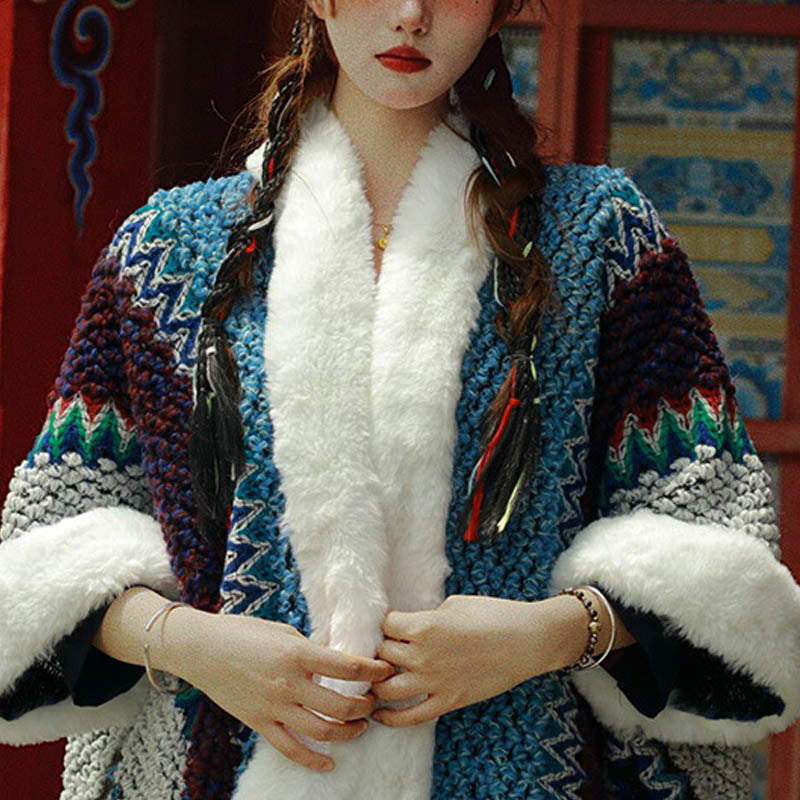 Buddha Stones Tibetischer mehrfarbig gestreifter Schal für den Winter, gemütlicher Reiseschal - image 34