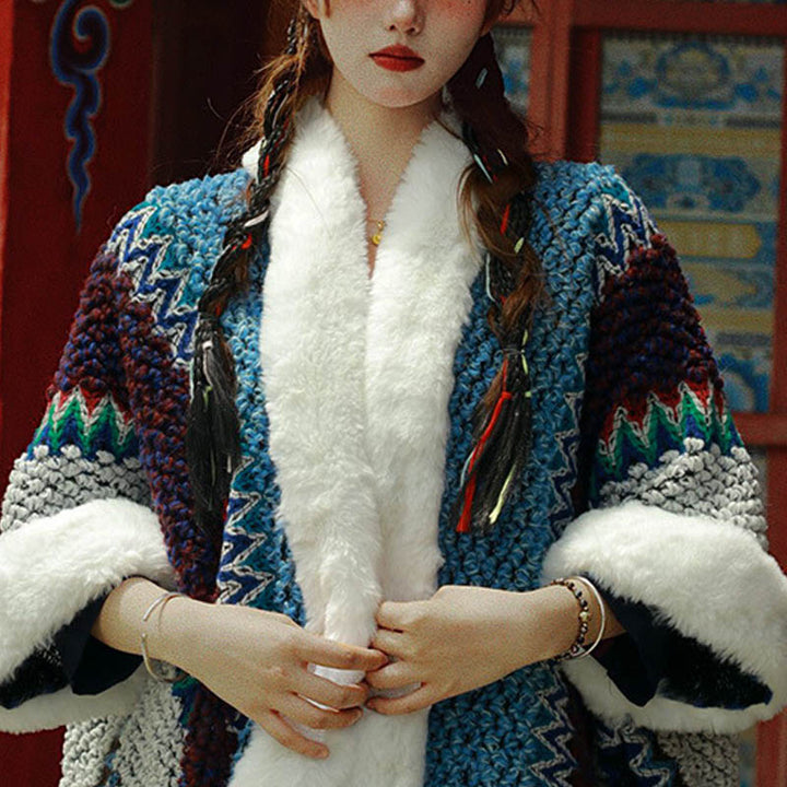 Buddha Stones Tibetischer mehrfarbig gestreifter Schal für den Winter, gemütlicher Reiseschal - image 34