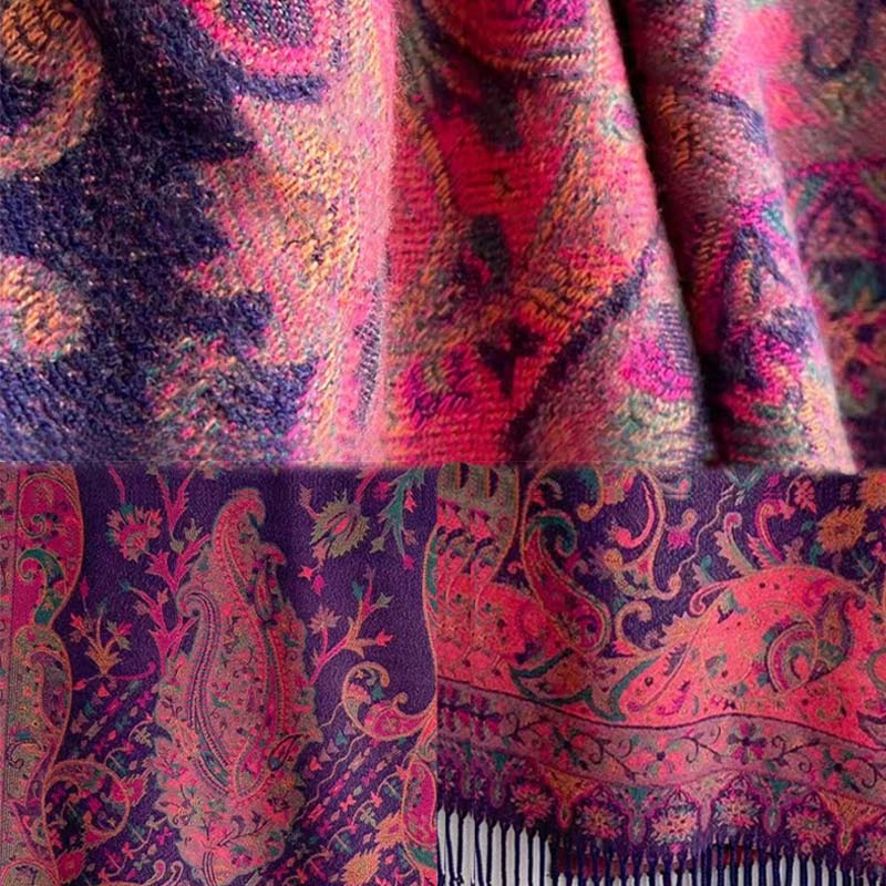 Schal mit Buddha Stonesn, tibetischer Blumenzweig, Quaste, gemütlicher Reiseschal - image 14