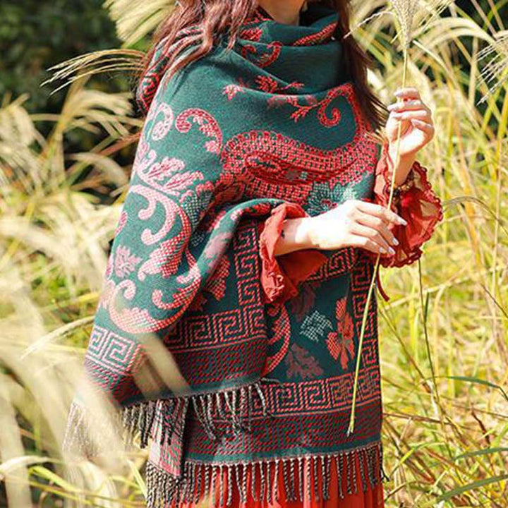 Buddha Stones, tibetische Blumen, Blätter, Muster, Design, Schal, gemütlicher Reiseschal - image 3