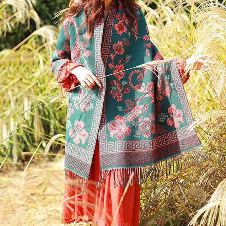 Buddha Stones, tibetische Blumen, Blätter, Muster, Design, Schal, gemütlicher Reiseschal - image 7