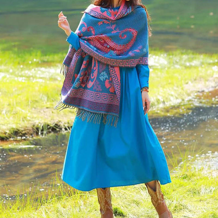 Buddha Stones, tibetische Blumen, Blätter, Muster, Design, Schal, gemütlicher Reiseschal - image 15