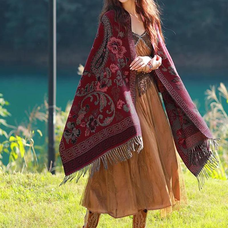 Buddha Stones, tibetische Blumen, Blätter, Muster, Design, Schal, gemütlicher Reiseschal - image 27