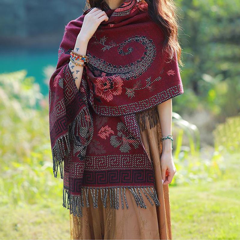 Buddha Stones, tibetische Blumen, Blätter, Muster, Design, Schal, gemütlicher Reiseschal - image 28