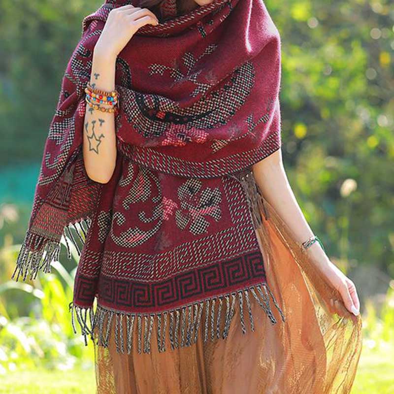 Buddha Stones, tibetische Blumen, Blätter, Muster, Design, Schal, gemütlicher Reiseschal - image 24