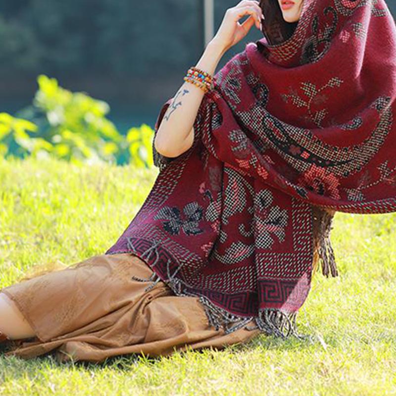 Buddha Stones, tibetische Blumen, Blätter, Muster, Design, Schal, gemütlicher Reiseschal - image 29