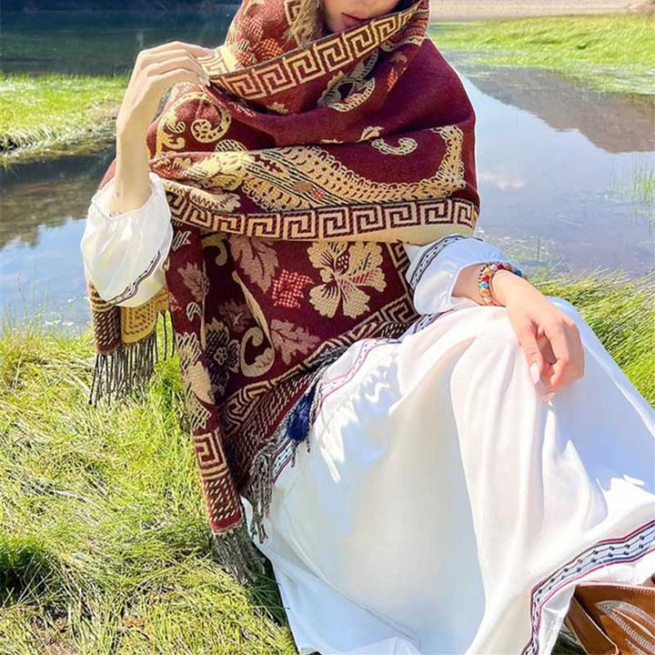 Buddha Stones, tibetische Blumen, Blätter, Muster, Design, Schal, gemütlicher Reiseschal - image 31