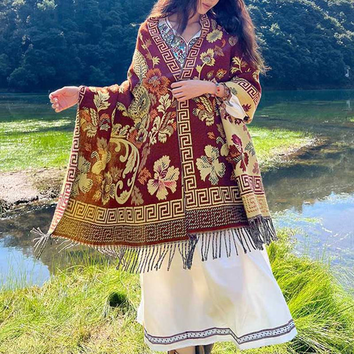 Buddha Stones, tibetische Blumen, Blätter, Muster, Design, Schal, gemütlicher Reiseschal - image 34