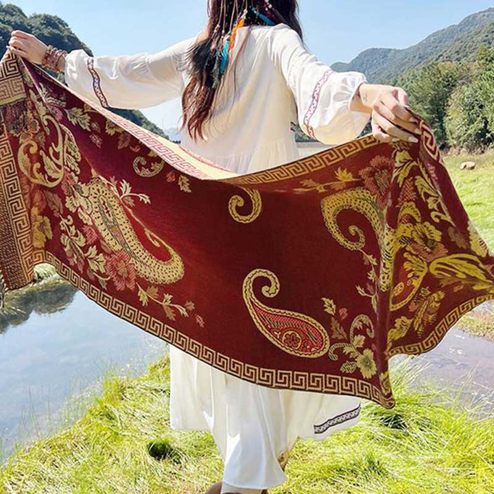 Buddha Stones, tibetische Blumen, Blätter, Muster, Design, Schal, gemütlicher Reiseschal - image 33