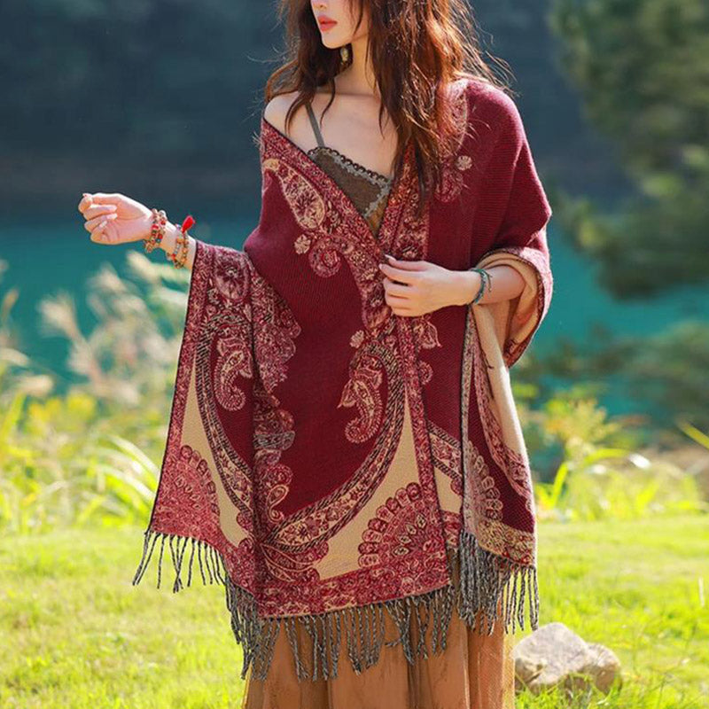 Schal mit Buddha Stonesn, tibetischem Weinlaubmuster-Design, gemütlicher Reiseschal - image 12