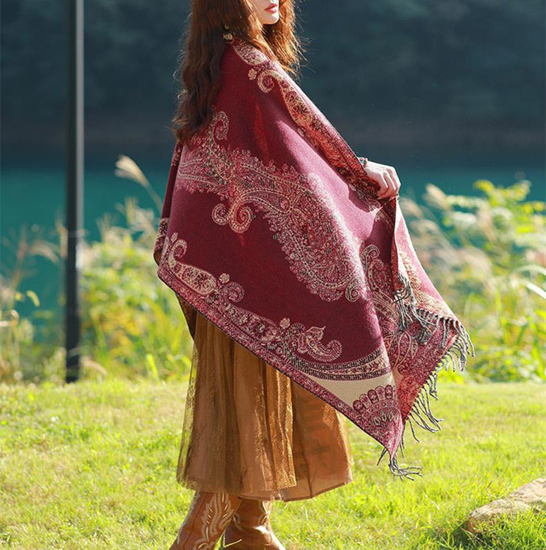 Schal mit Buddha Stonesn, tibetischem Weinlaubmuster-Design, gemütlicher Reiseschal - image 3