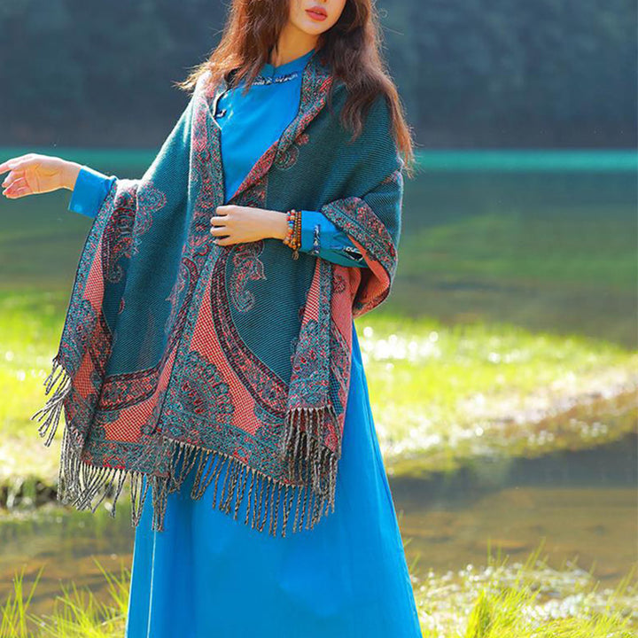 Schal mit Buddha Stonesn, tibetischem Weinlaubmuster-Design, gemütlicher Reiseschal - image 23