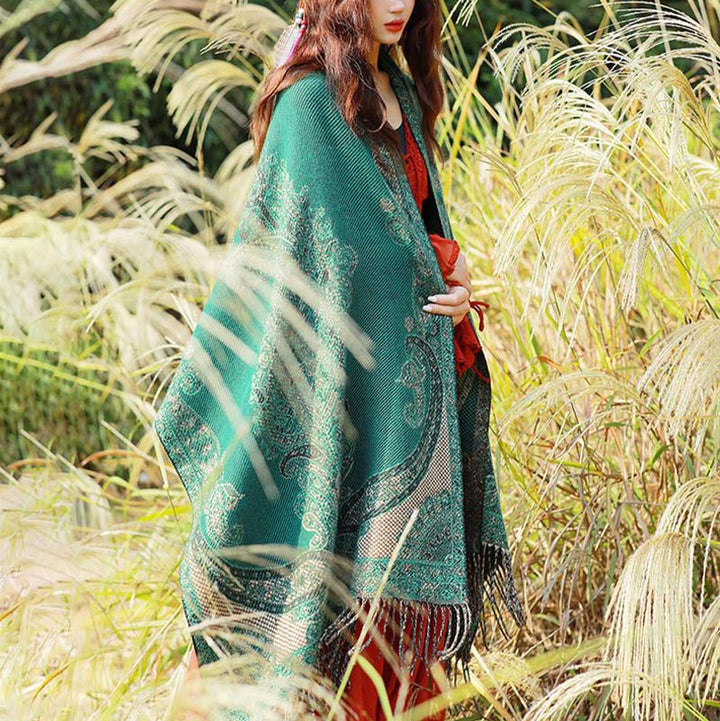 Schal mit Buddha Stonesn, tibetischem Weinlaubmuster-Design, gemütlicher Reiseschal - image 34