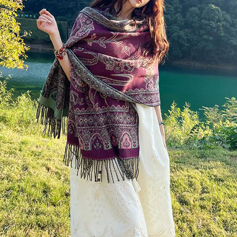 Schal mit Buddha Stonesn, Vintage-Stil, tibetisches Blättermuster, gemütlicher Reiseschal - image 4