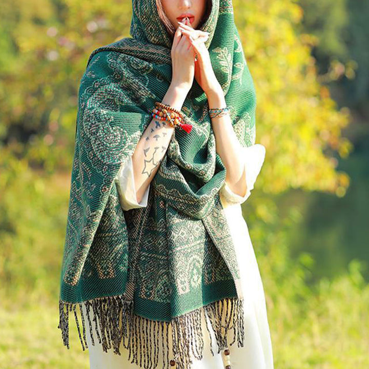 Schal mit Buddha Stonesn, Vintage-Stil, tibetisches Blättermuster, gemütlicher Reiseschal - image 27