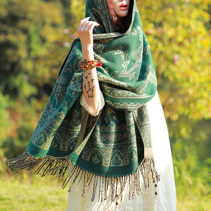 Schal mit Buddha Stonesn, Vintage-Stil, tibetisches Blättermuster, gemütlicher Reiseschal - image 30