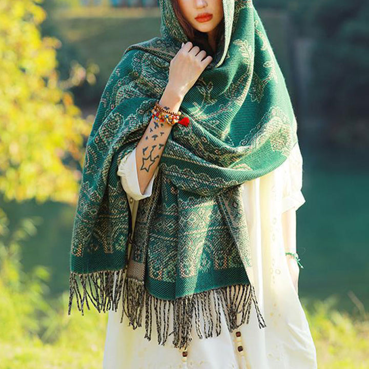 Schal mit Buddha Stonesn, Vintage-Stil, tibetisches Blättermuster, gemütlicher Reiseschal - image 28