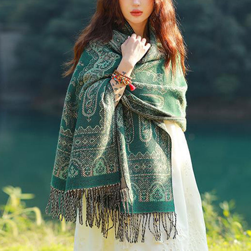 Schal mit Buddha Stonesn, Vintage-Stil, tibetisches Blättermuster, gemütlicher Reiseschal - image 23