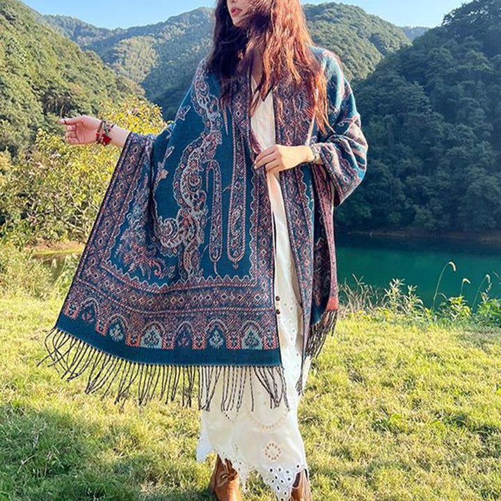 Schal mit Buddha Stonesn, Vintage-Stil, tibetisches Blättermuster, gemütlicher Reiseschal - image 35