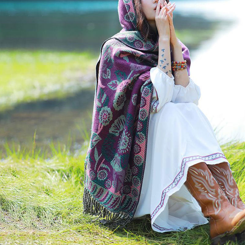 Schal mit Buddha Stonesn, tibetischer Blume, Blumenmuster, Blättermuster, gemütlicher Reiseschal - image 19