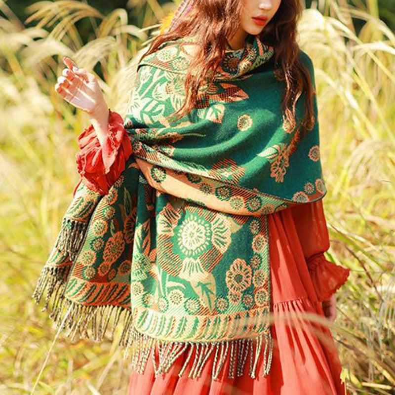 Schal mit Buddha Stonesn, tibetischer Blume, Blumenmuster, Blättermuster, gemütlicher Reiseschal - image 23