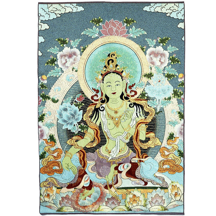 Buddha Stones, tibetische Stickerei, weiße Tara, Thangka, Wandteppich, Wandbehang, Wandkunst, Meditation für Heimdekoration - image 4