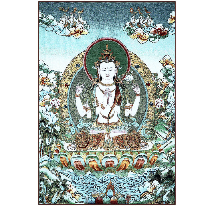 Buddha Stones, tibetische Stickerei, weiße Tara, Thangka, Wandteppich, Wandbehang, Wandkunst, Meditation für Heimdekoration