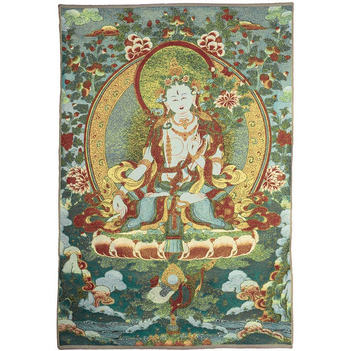 Buddha Stones, tibetische Stickerei, weiße Tara, Thangka, Wandteppich, Wandbehang, Wandkunst, Meditation für Heimdekoration