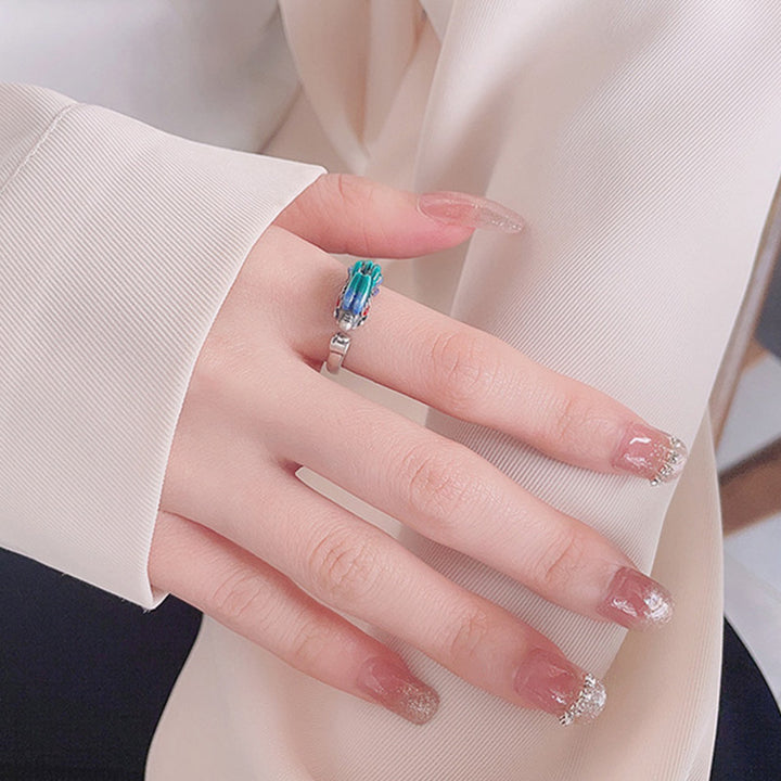 Buddha Stones 925 Sterling Silber Jahr des Drachen Glücksschutz Verstellbarer Metallring - image 5