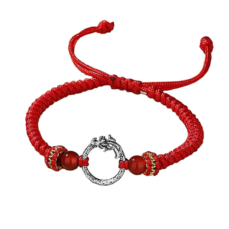 Buddha Stones Handgefertigtes Armband aus 925er-Sterlingsilber, Jahr des Drachen, Phönix, Friedensschnalle, Glückspaar - image 6