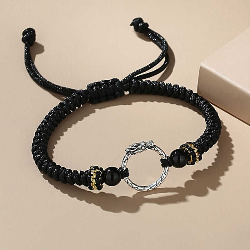 Buddha Stones Handgefertigtes Armband aus 925er-Sterlingsilber, Jahr des Drachen, Phönix, Friedensschnalle, Glückspaar - Drache (Schutz♥Erfolg) (Handgelenkumfang 14-23 cm) - image 2