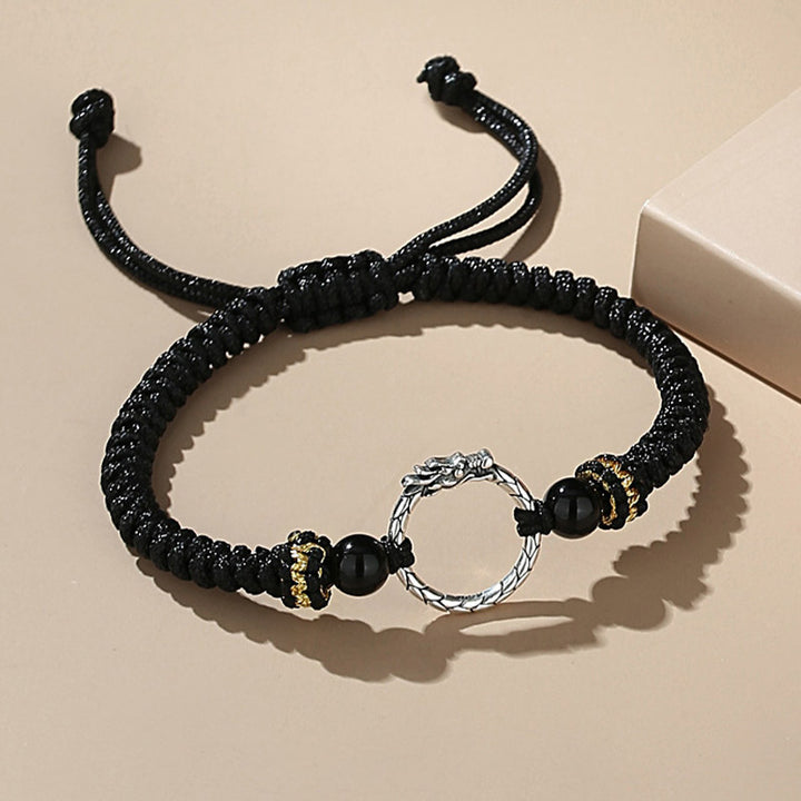 Buddha Stones Handgefertigtes Armband aus 925er-Sterlingsilber, Jahr des Drachen, Phönix, Friedensschnalle, Glückspaar - Drache (Schutz♥Erfolg) (Handgelenkumfang 14-23 cm) - image 2