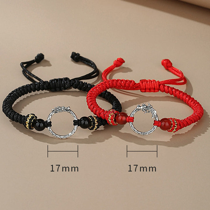 Buddha Stones Handgefertigtes Armband aus 925er-Sterlingsilber, Jahr des Drachen, Phönix, Friedensschnalle, Glückspaar - image 8