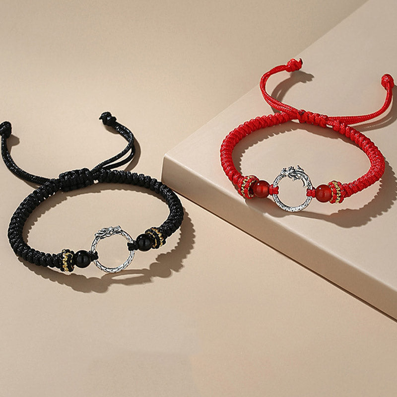 Buddha Stones Handgefertigtes Armband aus 925er-Sterlingsilber, Jahr des Drachen, Phönix, Friedensschnalle, Glückspaar - image 7