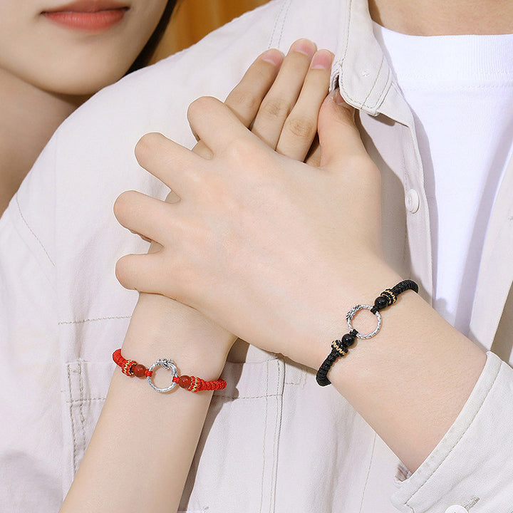 Buddha Stones Handgefertigtes Armband aus 925er-Sterlingsilber, Jahr des Drachen, Phönix, Friedensschnalle, Glückspaar - image 11