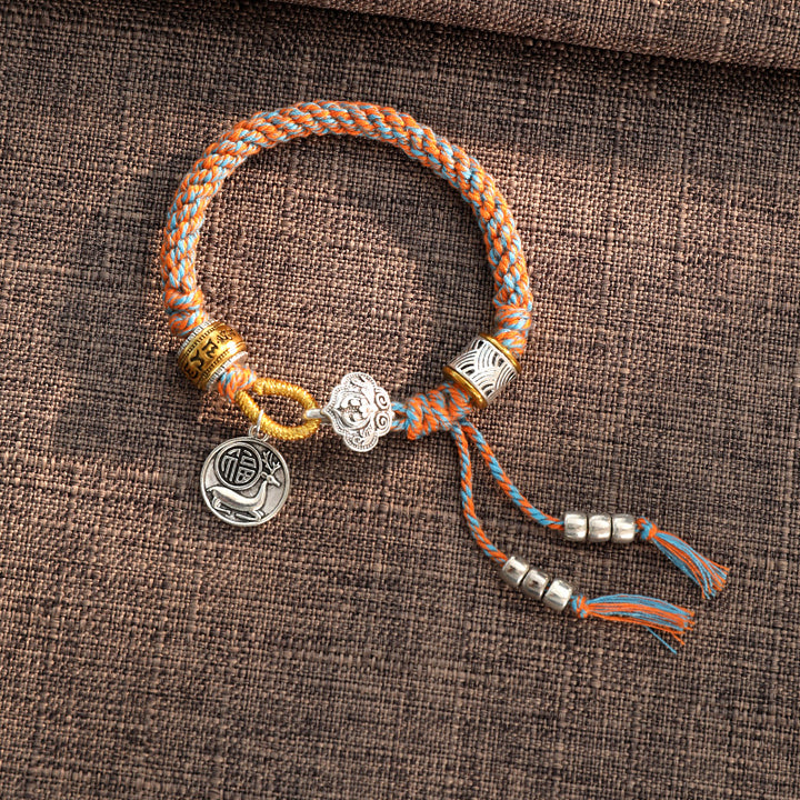 Geflochtenes Armband mit Buddha Stonesn, handgefertigt, tibetisches Om Mani, Padme Hum Fu, Charakter, Glück, Glück