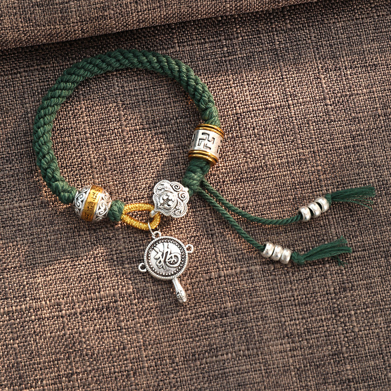 Geflochtenes Armband mit Buddha Stonesn, handgefertigt, tibetisches Om Mani, Padme Hum Fu, Charakter, Glück, Glück