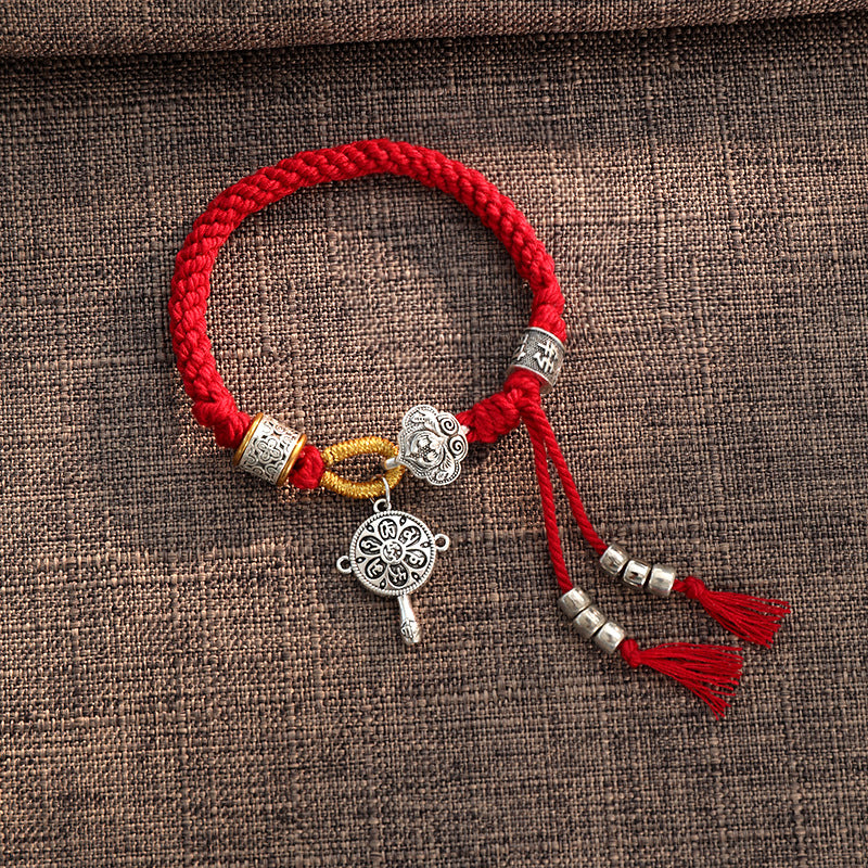 Geflochtenes Armband mit Buddha Stonesn, handgefertigt, tibetisches Om Mani, Padme Hum Fu, Charakter, Glück, Glück