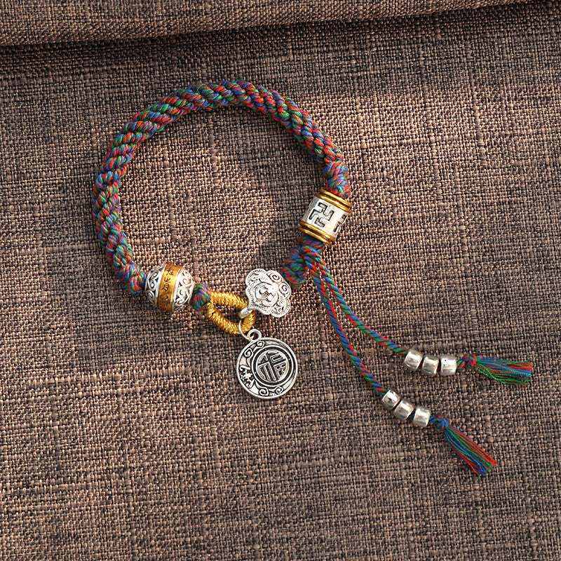 Geflochtenes Armband mit Buddha Stonesn, handgefertigt, tibetisches Om Mani, Padme Hum Fu, Charakter, Glück, Glück