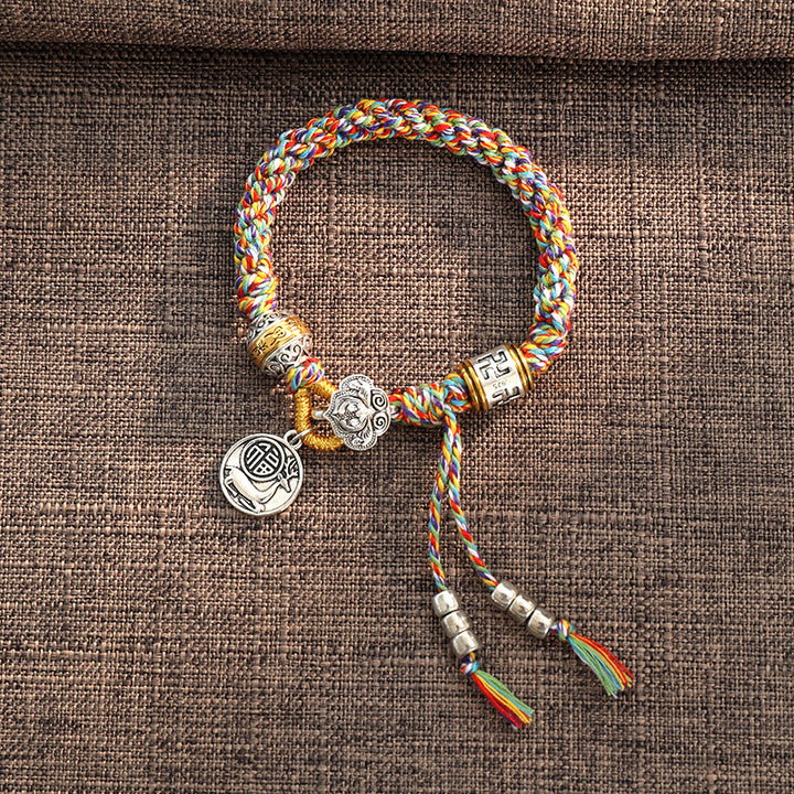 Geflochtenes Armband mit Buddha Stonesn, handgefertigt, tibetisches Om Mani, Padme Hum Fu, Charakter, Glück, Glück