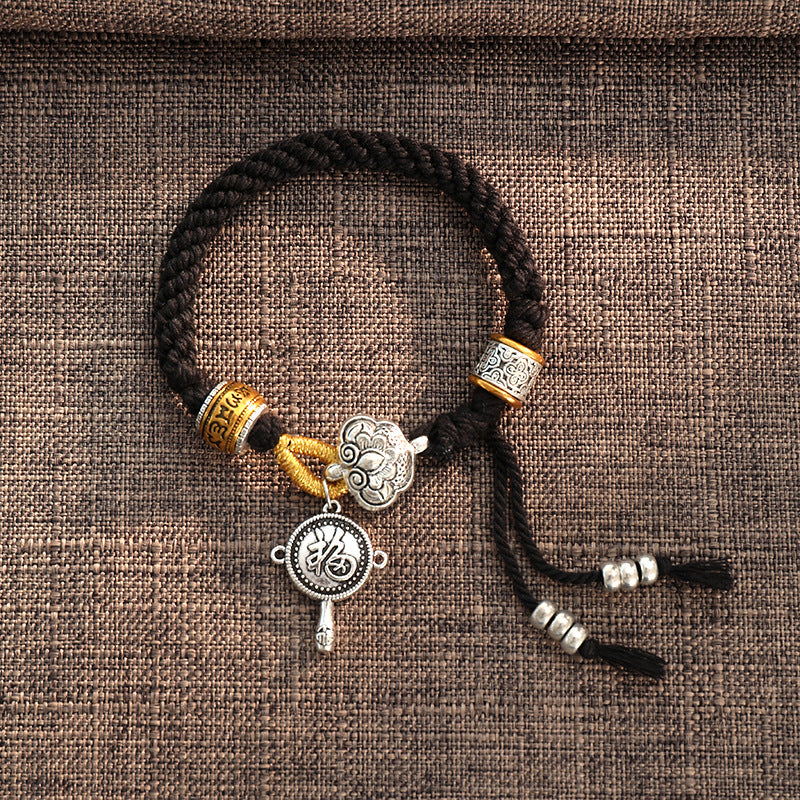 Geflochtenes Armband mit Buddha Stonesn, handgefertigt, tibetisches Om Mani, Padme Hum Fu, Charakter, Glück, Glück