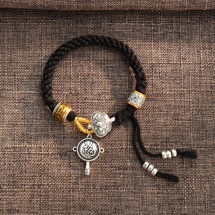 Geflochtenes Armband mit Buddha Stonesn, handgefertigt, tibetisches Om Mani, Padme Hum Fu, Charakter, Glück, Glück