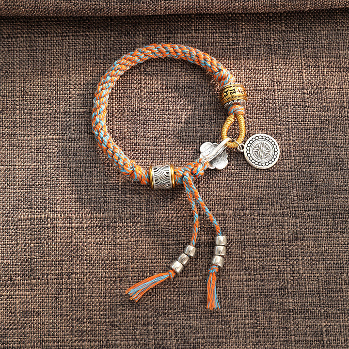 Geflochtenes Armband mit Buddha Stonesn, handgefertigt, tibetisches Om Mani, Padme Hum Fu, Charakter, Glück, Glück