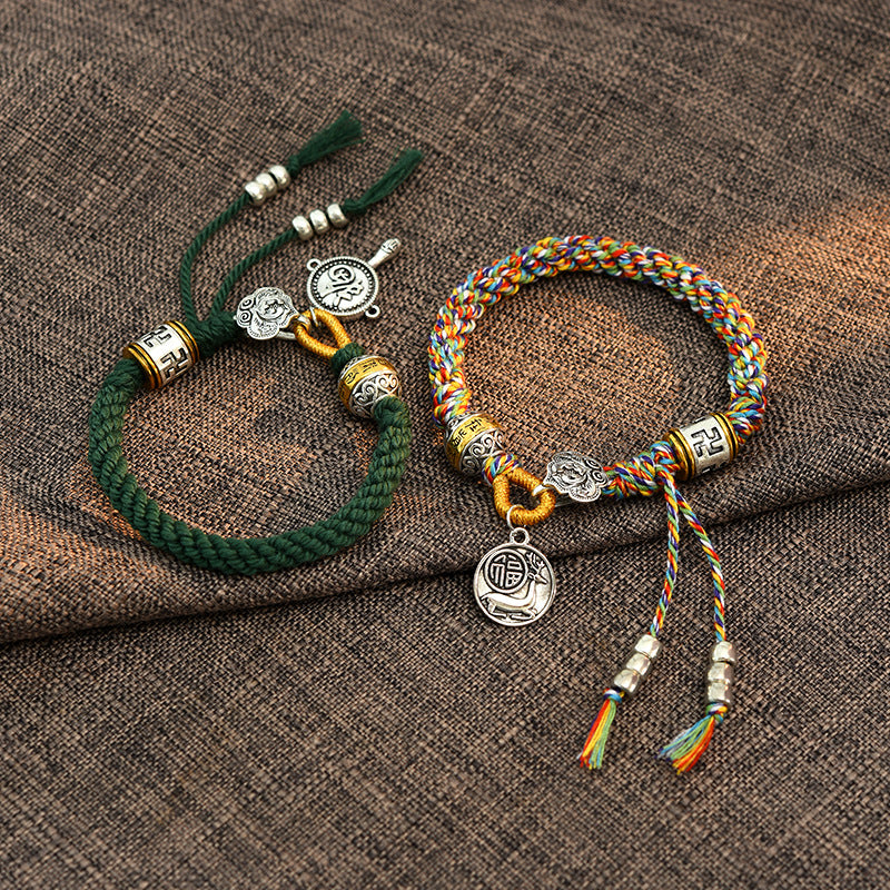 Geflochtenes Armband mit Buddha Stonesn, handgefertigt, tibetisches Om Mani, Padme Hum Fu, Charakter, Glück, Glück