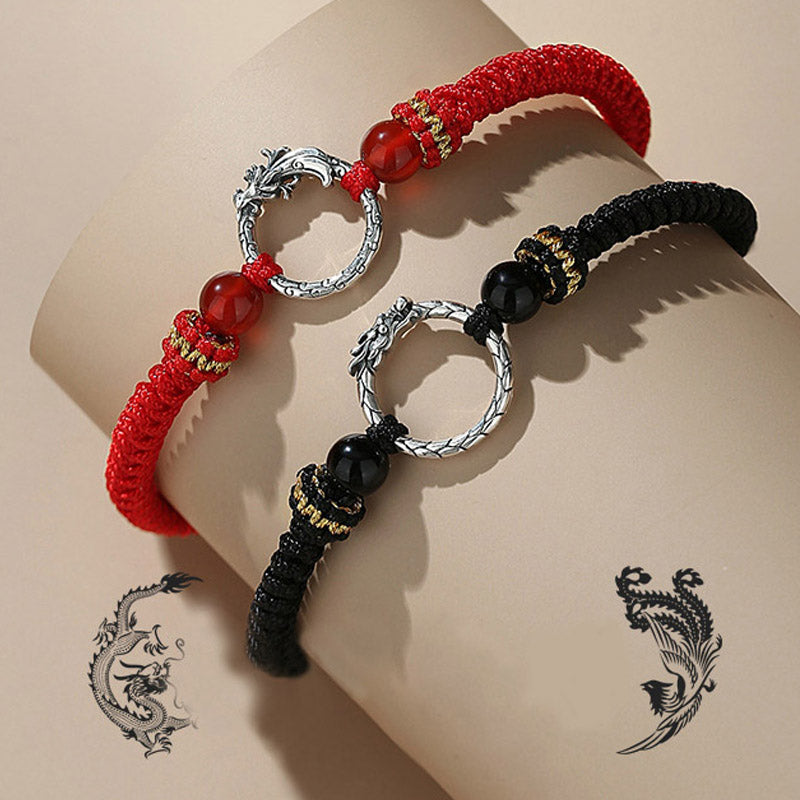 Buddha Stones Handgefertigtes Armband aus 925er-Sterlingsilber, Jahr des Drachen, Phönix, Friedensschnalle, Glückspaar - image 12