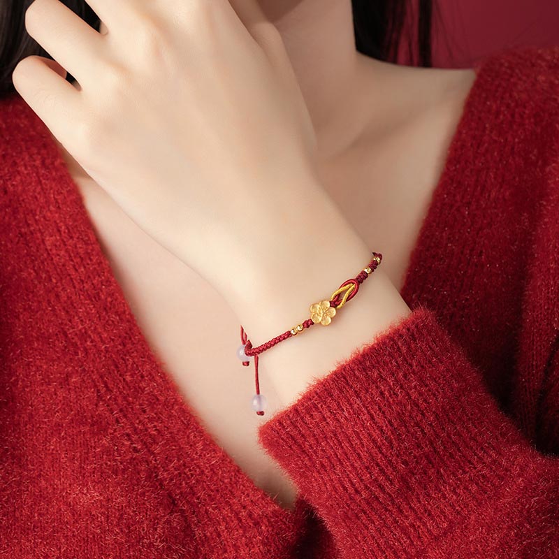 Buddha Stones Handgefertigtes Glücksarmband aus 925er-Sterlingsilber, Kirschblüten, Sakura-Chalcedon - image 4