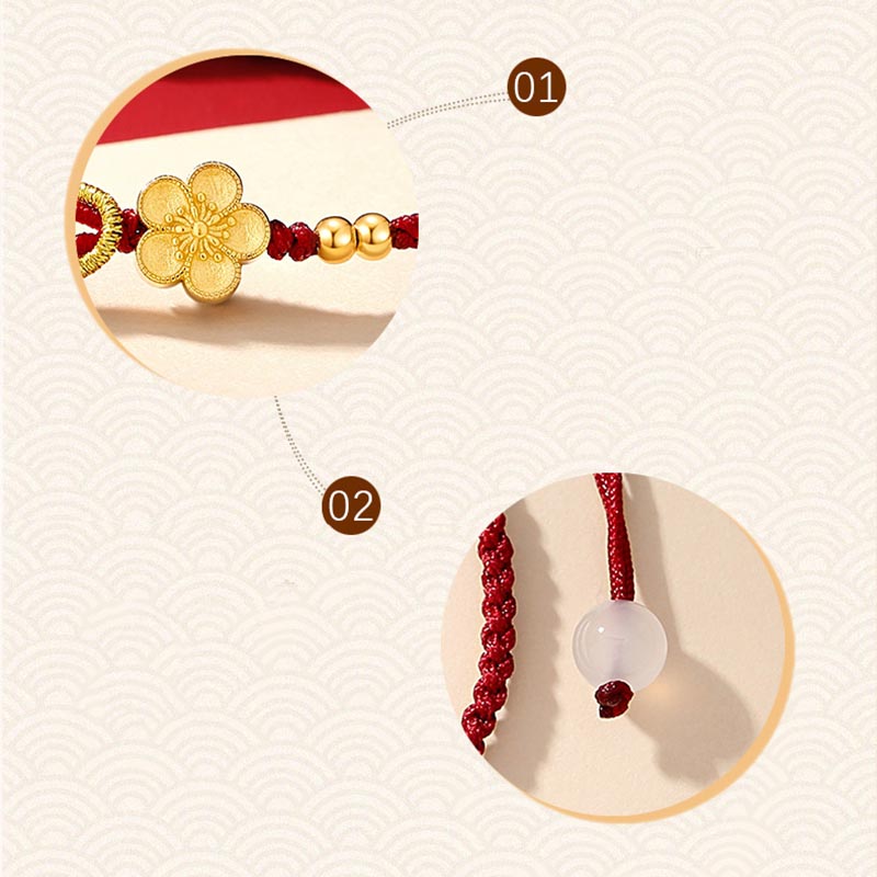 Buddha Stones Handgefertigtes Glücksarmband aus 925er-Sterlingsilber, Kirschblüten, Sakura-Chalcedon - image 6